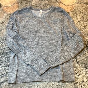 Athleta Light Heather Gray Long Sleeve Crew Top